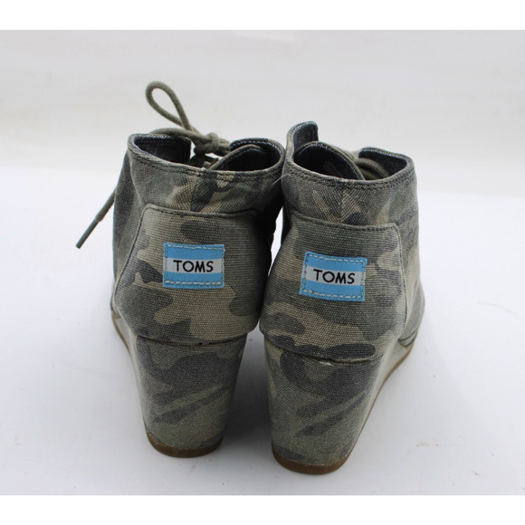 Toms Shoes Women's‎ 8.5 Camo Washed Desert Canvas Wedge Bootie - Picture 6 of 9